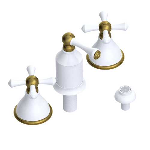 Rubinet Bidet Fitting with Spray, Diverter, and Vacum Breaker (Less Drain) White