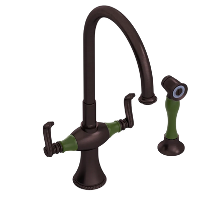 Rubinet Two Handle Single Hole Kitchen Set with Hand Spray Tuscan Brass
