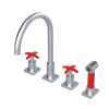 Rubinet Widespread Kitchen Set with Hand Spray Satin Chrome