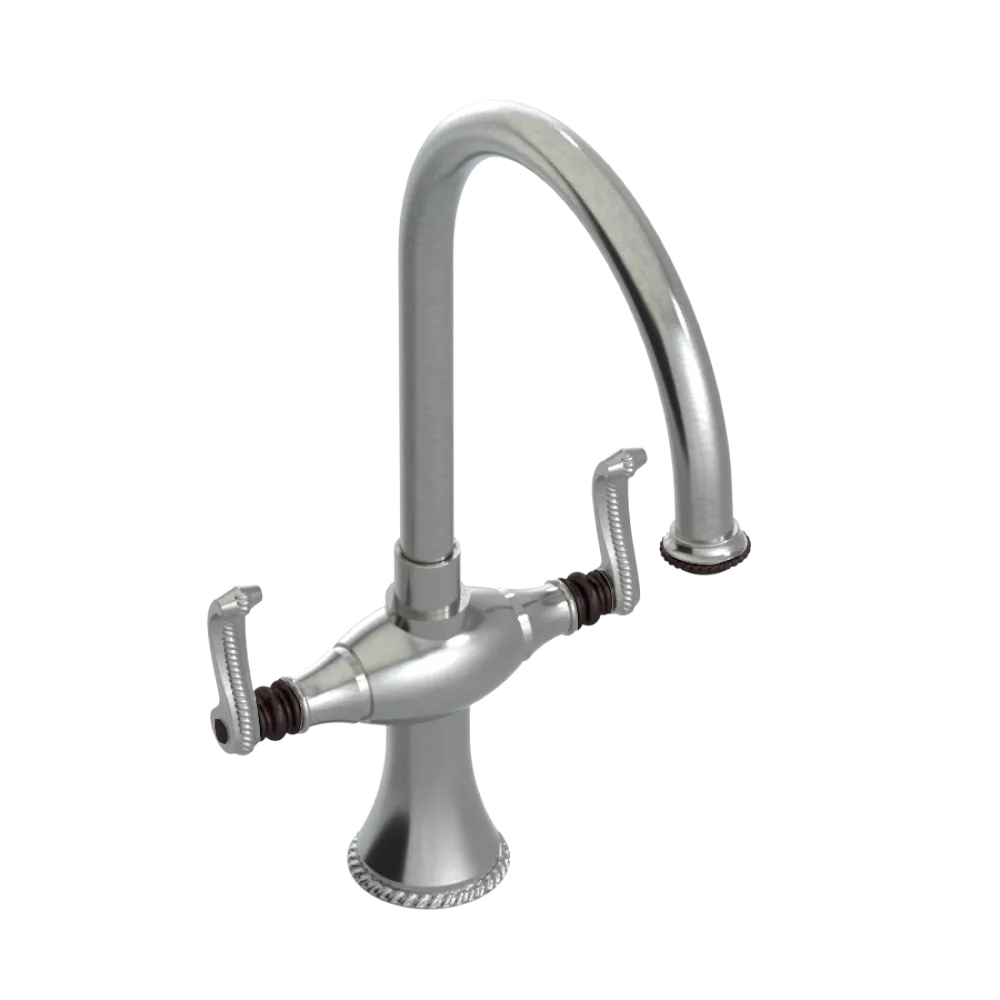 Rubinet Two Handle Single Hole Kitchen Set Satin Nickel