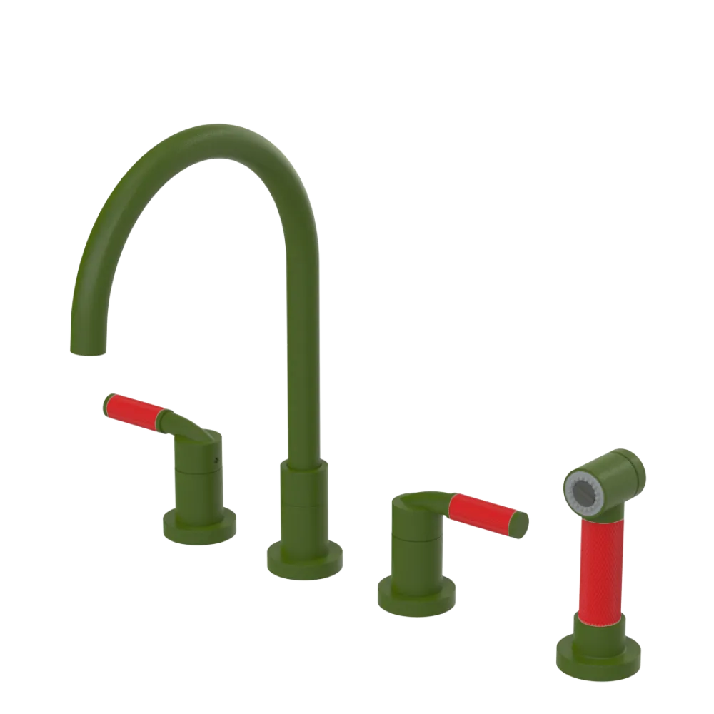Rubinet Widespread Kitchen Set with Hand Spray Green Envy