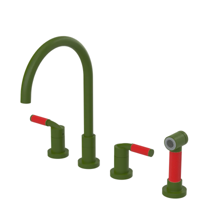 Rubinet Widespread Kitchen Set with Hand Spray Green Envy