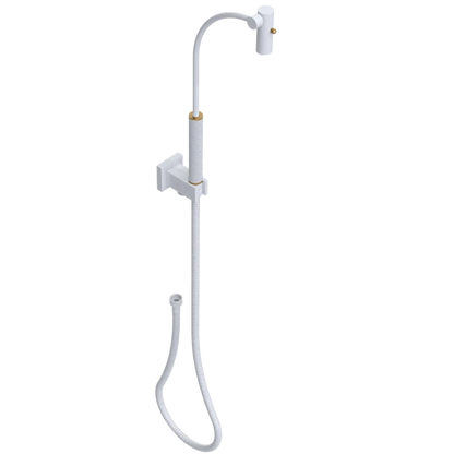 Rubinet Hand Held Shower Bidet with Extended Reach & Dual Function Spray Including Wall Bracket with Supply & Hose (Square) White