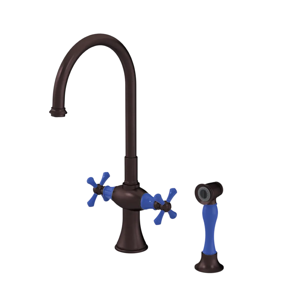 Rubinet Two Handle Single Hole Kitchen Set with Hand Spray Oil Rubbed Bronze