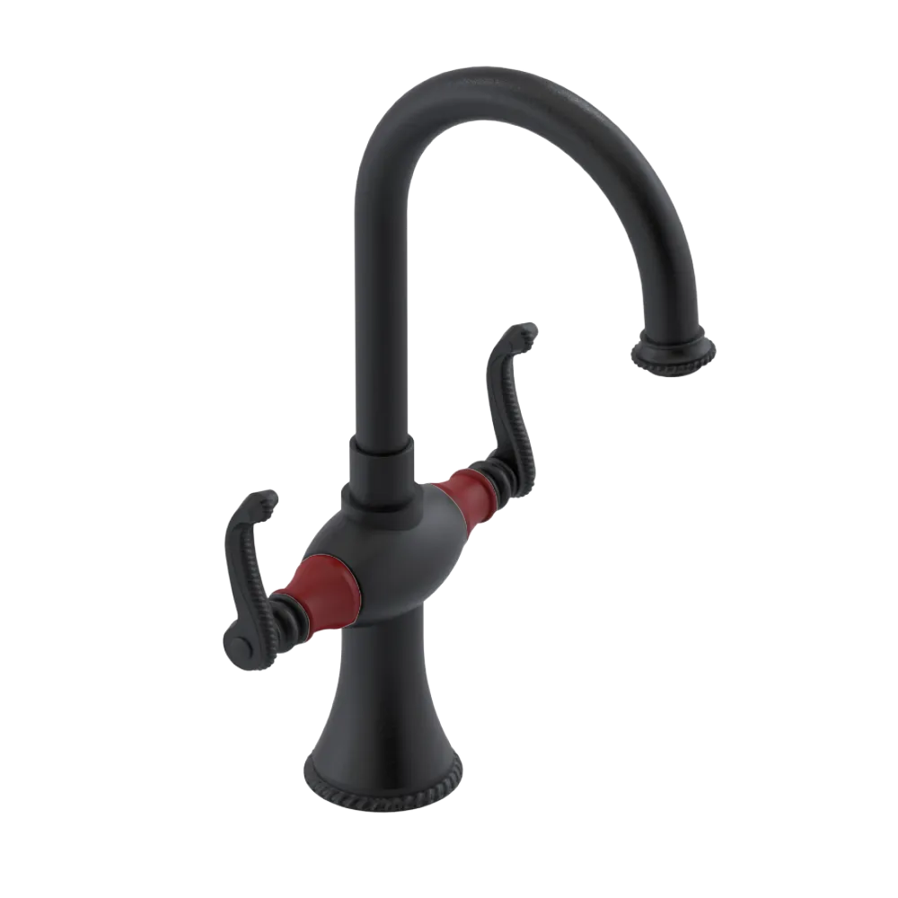 Rubinet Single Hole Dual Handle Lav. Set. (less drain) Matt Black