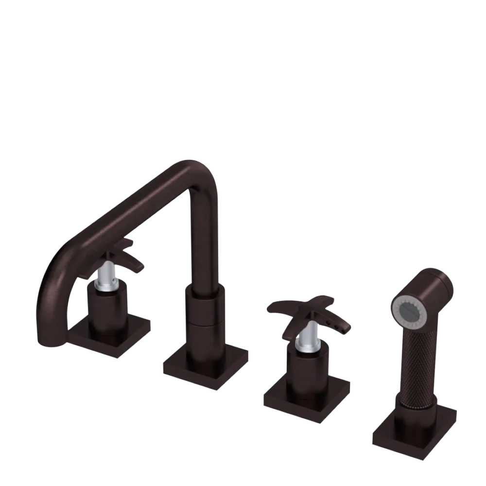 Rubinet Widespread Kitchen Set with Genesis Spout with Hand Spray Oil Rubbed Bronze