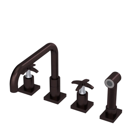 Rubinet Widespread Kitchen Set with Genesis Spout with Hand Spray Oil Rubbed Bronze