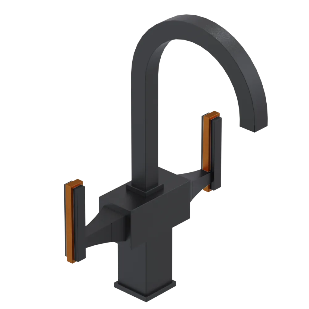 Rubinet Single Hole Dual Handle Lav. Set. (less drain) Matt Black