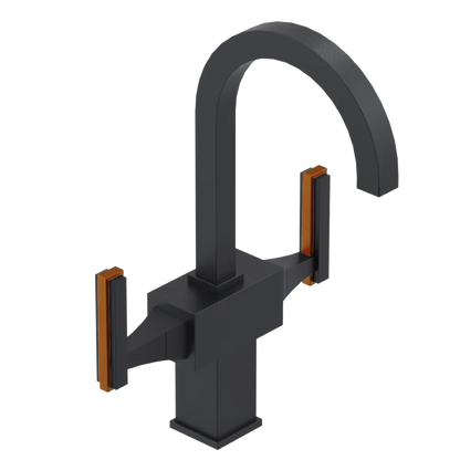 Rubinet Single Hole Dual Handle Lav. Set. (less drain) Matt Black