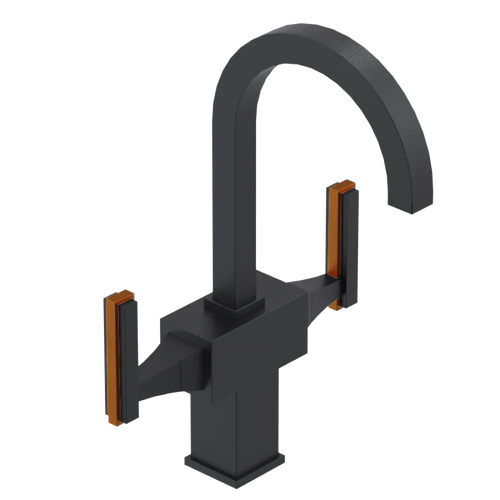 Rubinet Single Hole Dual Handle Lav. Set. (less drain) Matt Black