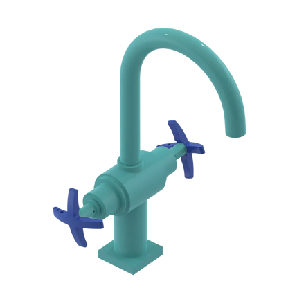 Rubinet Single Hole Dual Handle Lav. Set. (less drain) Aqua