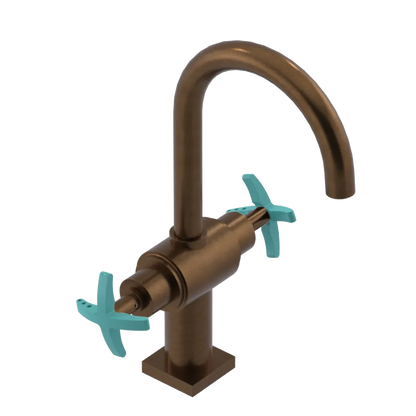 Rubinet Single Hole Dual Handle Lav. Set. (less drain) Tuscan Brass