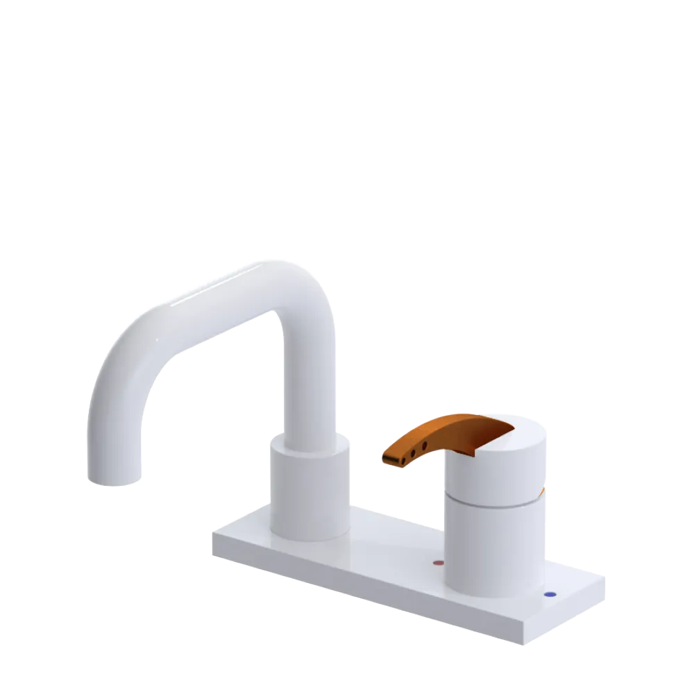 Rubinet 4" Centre Single Control Lav. Set. with Genesis spout (less drain) White