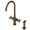 Rubinet Two Handle Single Hole Kitchen Set with LaSalle Spout with Hand Spray Tuscan Brass