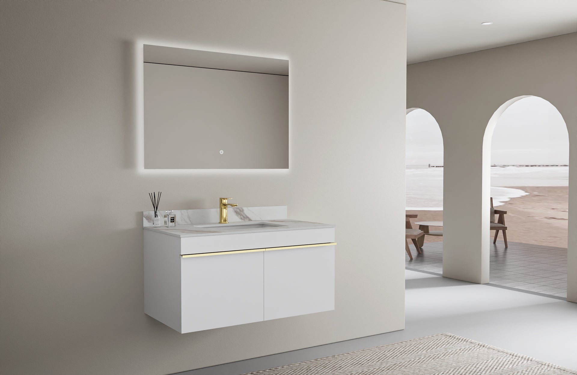 Beijing Single Sink Bathroom Vanity - Golzar Home