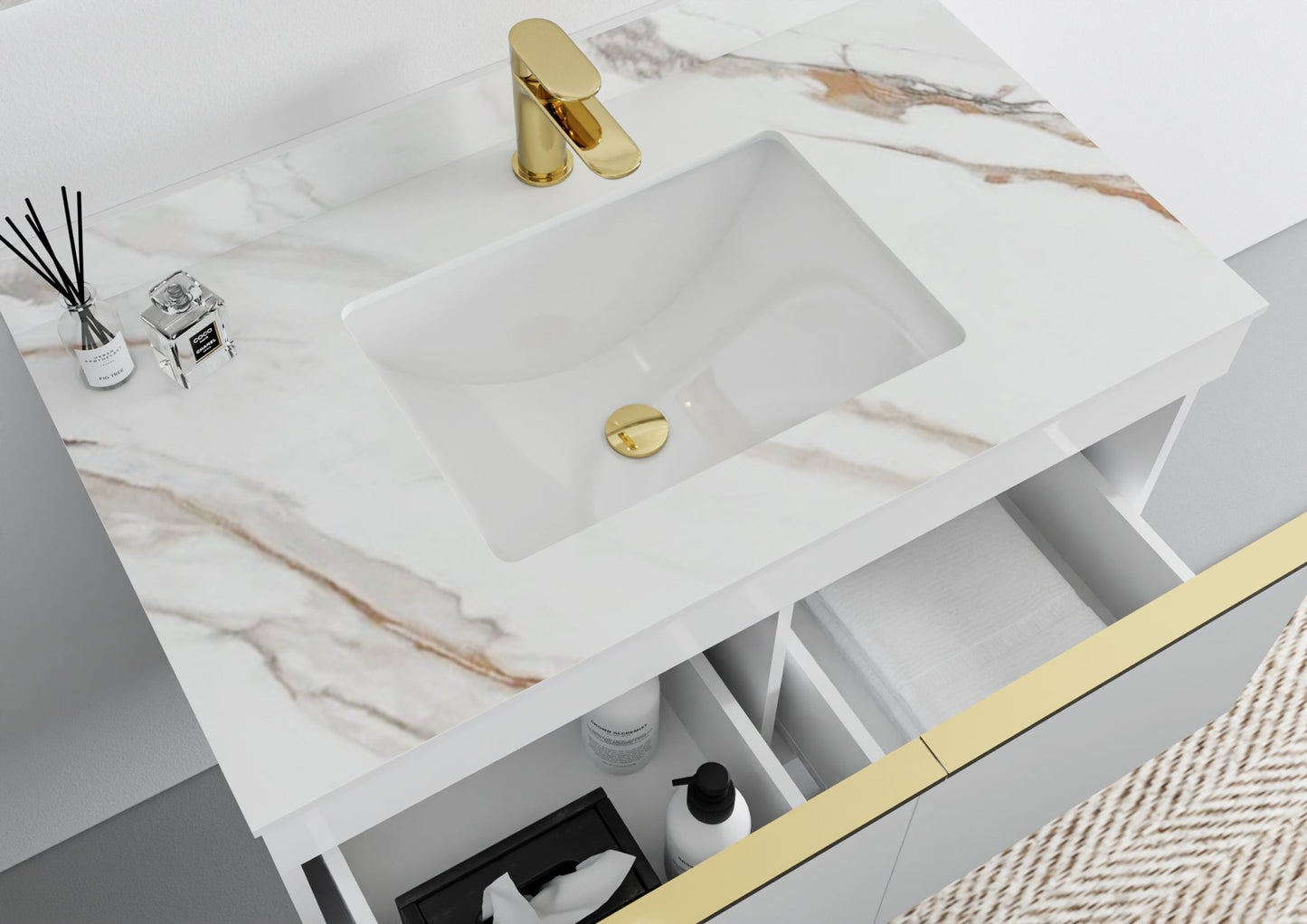 Beijing Single Sink Bathroom Vanity - Golzar Home