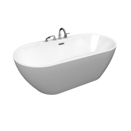 Neptune Berlin F1 3260 AFR Acrylic Freestanding Center Drain Bathtub in White