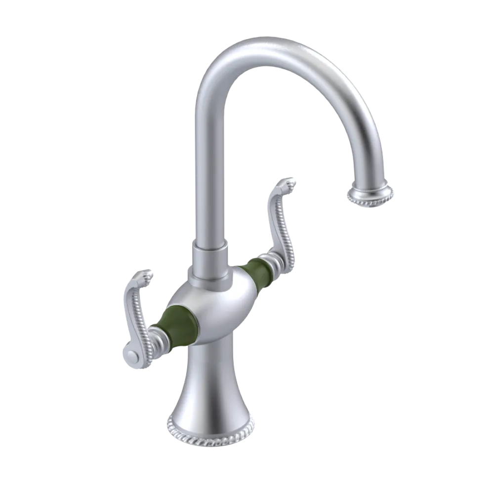 Rubinet Single Hole Dual Handle Lav. Set. (less drain) Satin Chrome