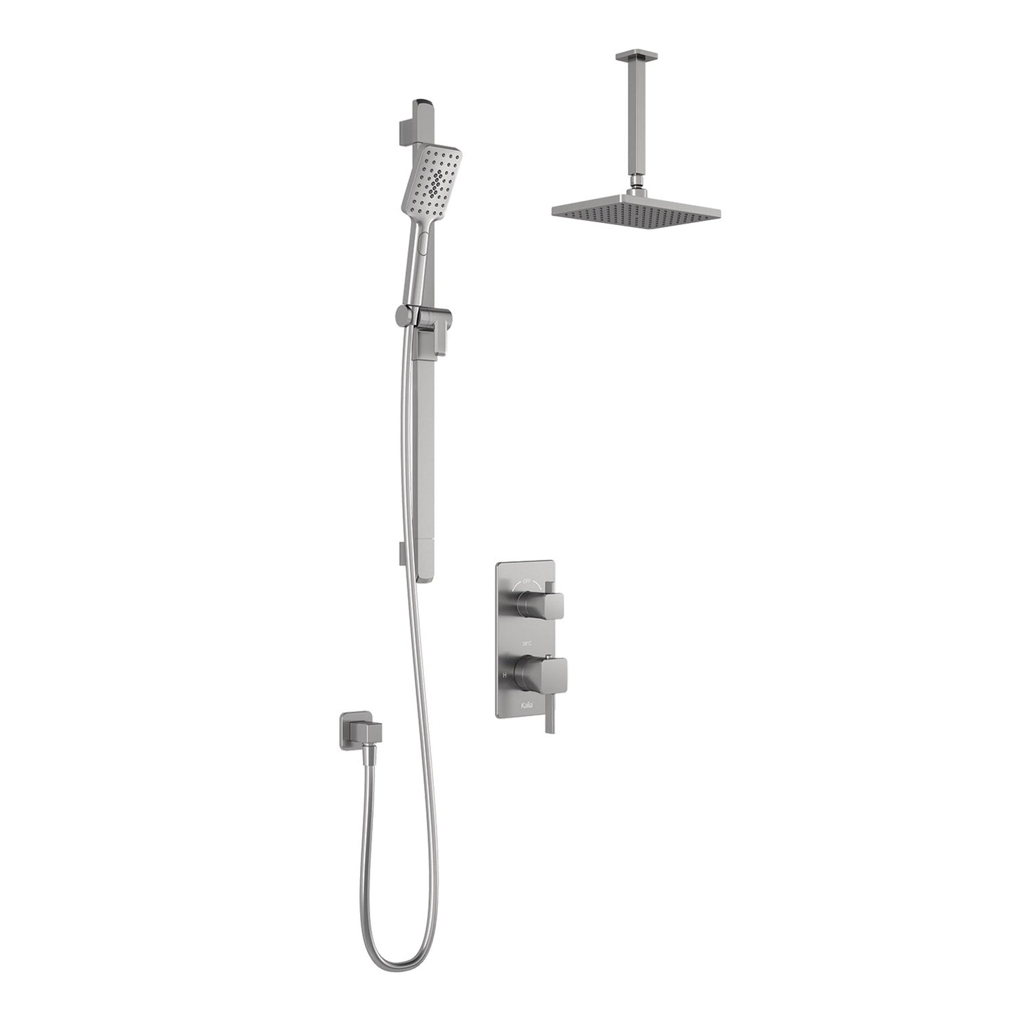 Kalia SquareOne™ TD2 : AQUATONIK™ T/P with Diverter Shower System with Vertical Ceiling Arm
