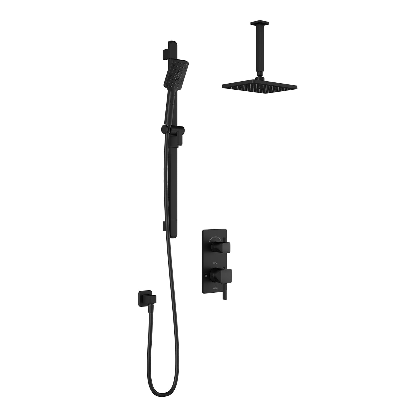 Kalia SquareOne™ TD2 : AQUATONIK™ T/P with Diverter Shower System with Vertical Ceiling Arm