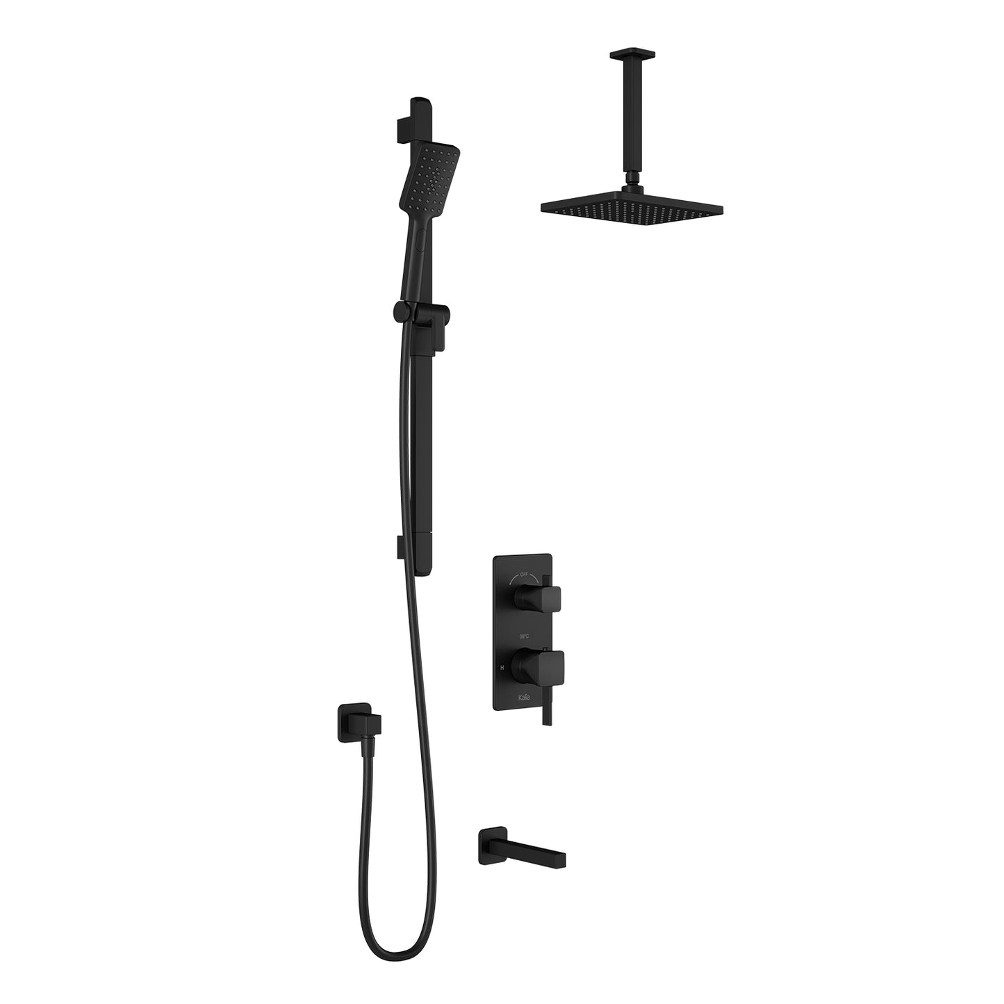 Kalia SquareOne™ TD3 : AQUATONIK™ T/P with Diverter Shower System with Vertical Ceiling Arm