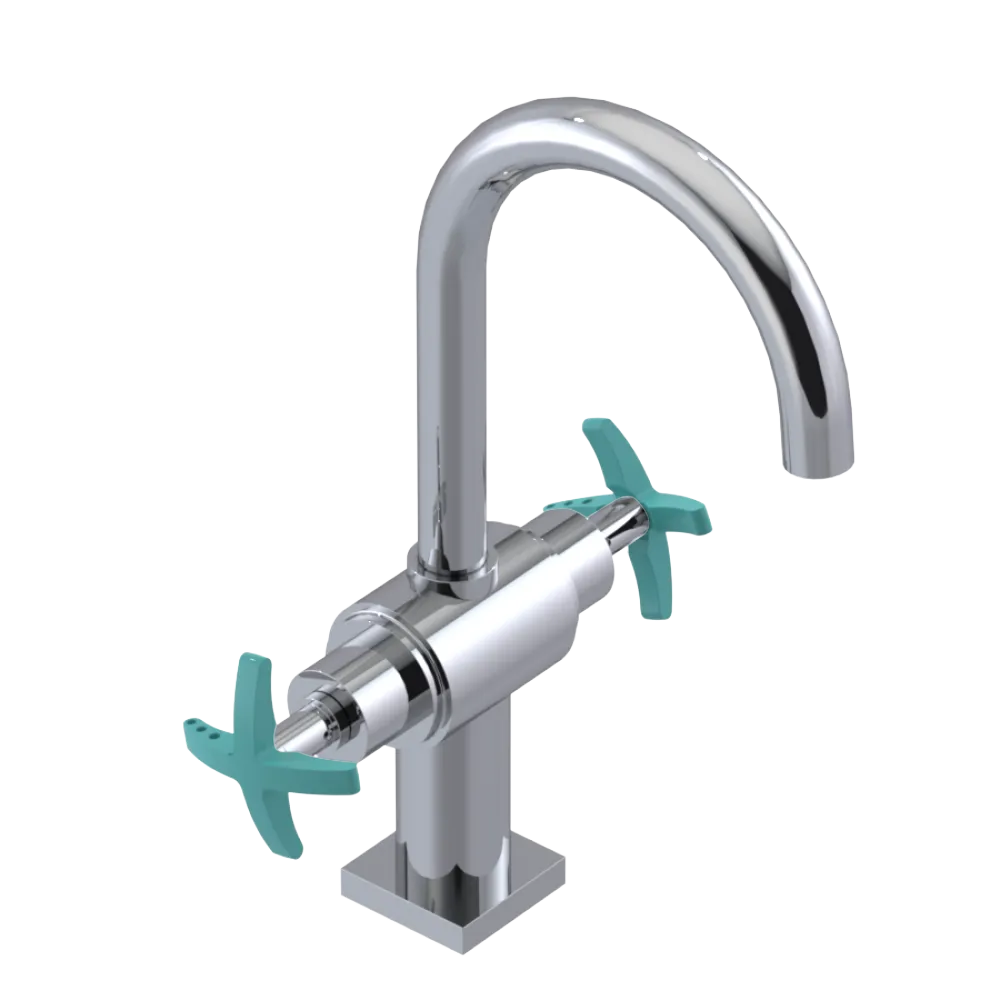 Rubinet Single Hole Dual Handle Lav. Set. (less drain) Chrome