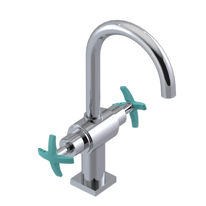 Rubinet Single Hole Dual Handle Lav. Set. (less drain) Chrome