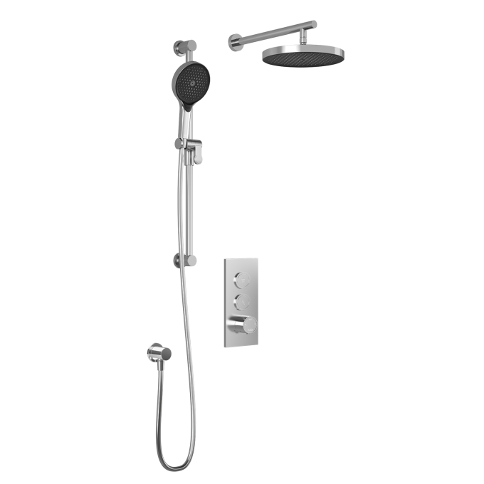 Kalia Plus - RoundOne TB2 Shower system with push-buttons valve - Wall arm