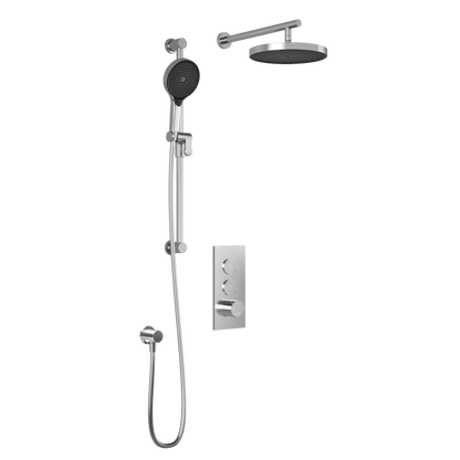 Kalia Plus - RoundOne TB2 Shower system with push-buttons valve - Wall arm