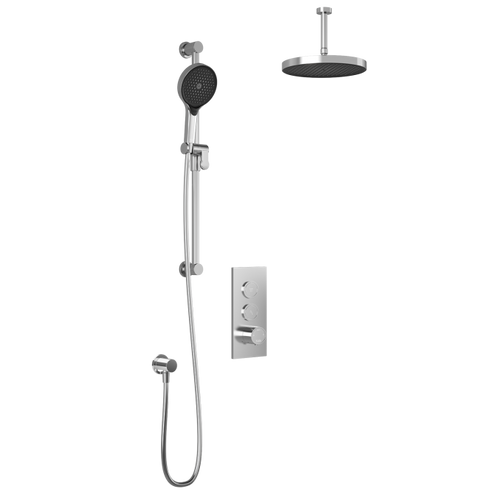 Kalia Plus - RoundOne TB2 Shower system with push-buttons valve - Vertical arm-