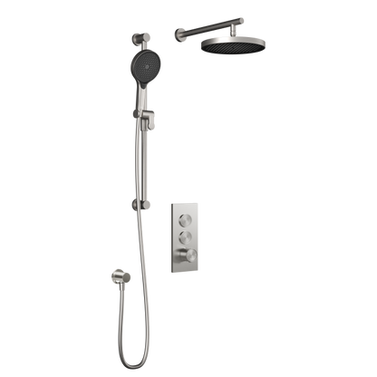 Kalia Plus - RoundOne TB2 Shower system with push-buttons valve - Wall arm