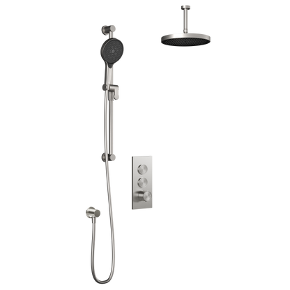 Kalia Plus - RoundOne TB2 Shower system with push-buttons valve - Vertical arm-