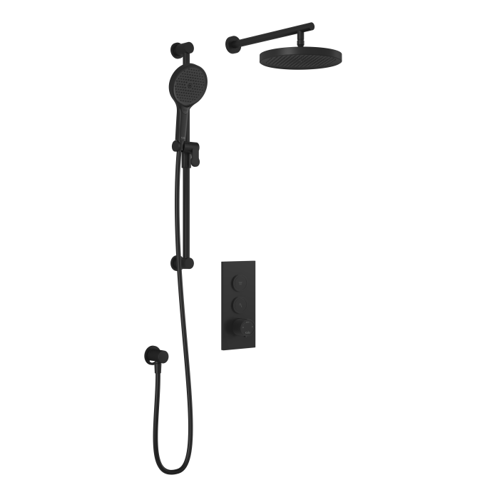 Kalia Plus - RoundOne TB2 Shower system with push-buttons valve - Wall arm
