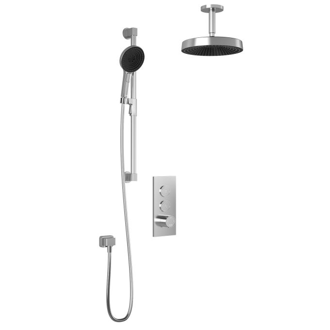 Kalia ELVA TB2 PREMIA (Valve Not Included) : AQUATONIK™ T/P Push-Button Shower System with Vertical Ceiling Arm Soft Bronze PVD