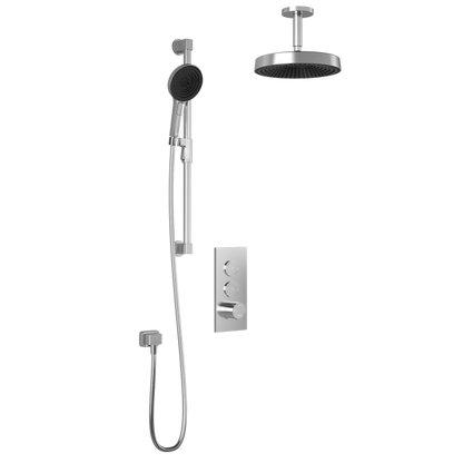 Kalia ELVA TB2 PREMIA (Valve Not Included) : AQUATONIK™ T/P Push-Button Shower System with Vertical Ceiling Arm Soft Bronze PVD