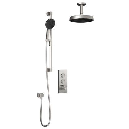 Kalia ELVA TB2 PREMIA (Valve Not Included) : AQUATONIK™ T/P Push-Button Shower System with Vertical Ceiling Arm Soft Bronze PVD