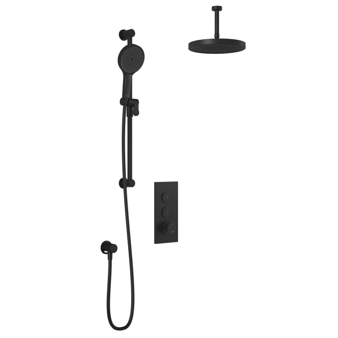 Kalia Plus - RoundOne TB2 Shower system with push-buttons (without valve) - Vertical arm