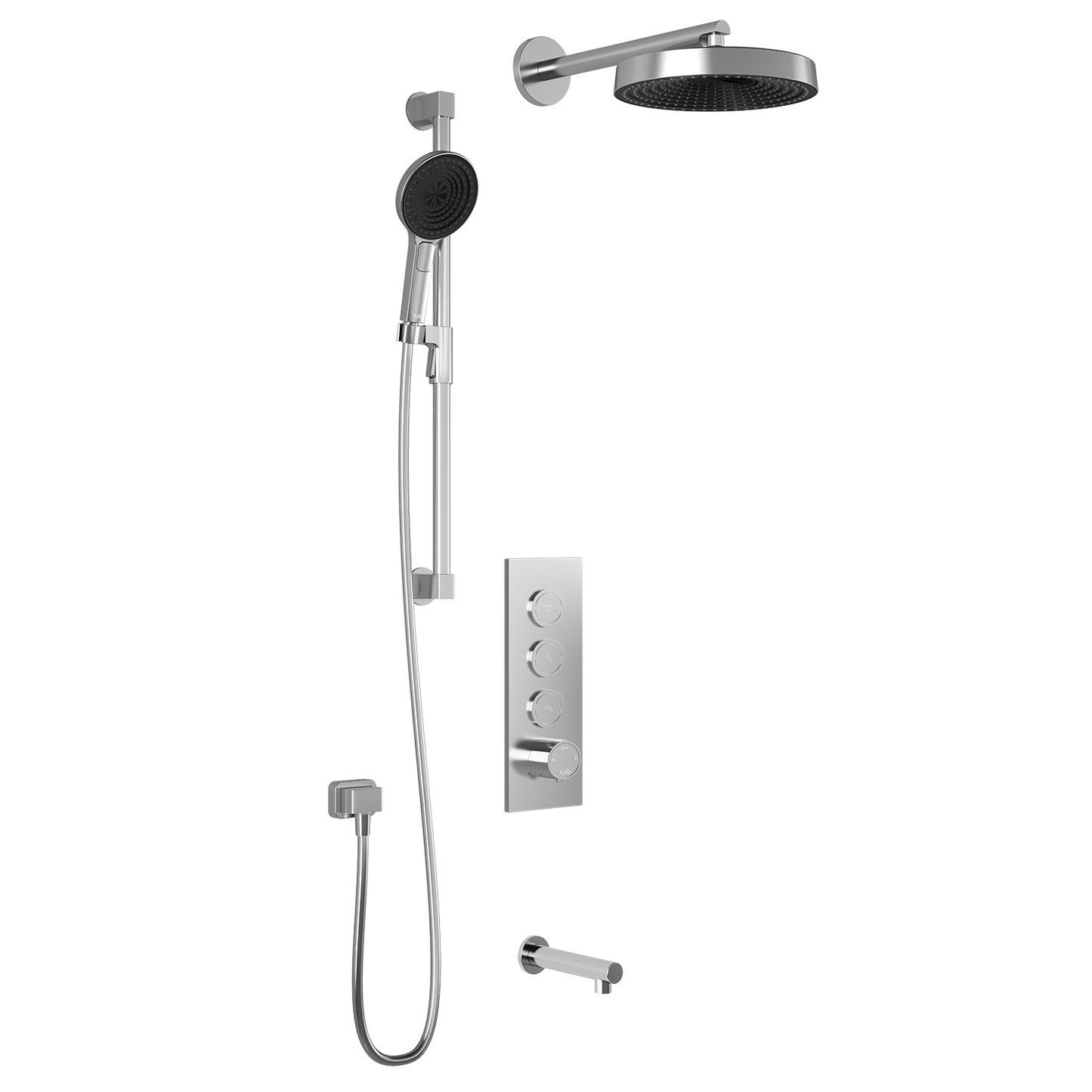Kalia Premia - RoundOne TB3 Shower system with push-buttons valve - Wall arm