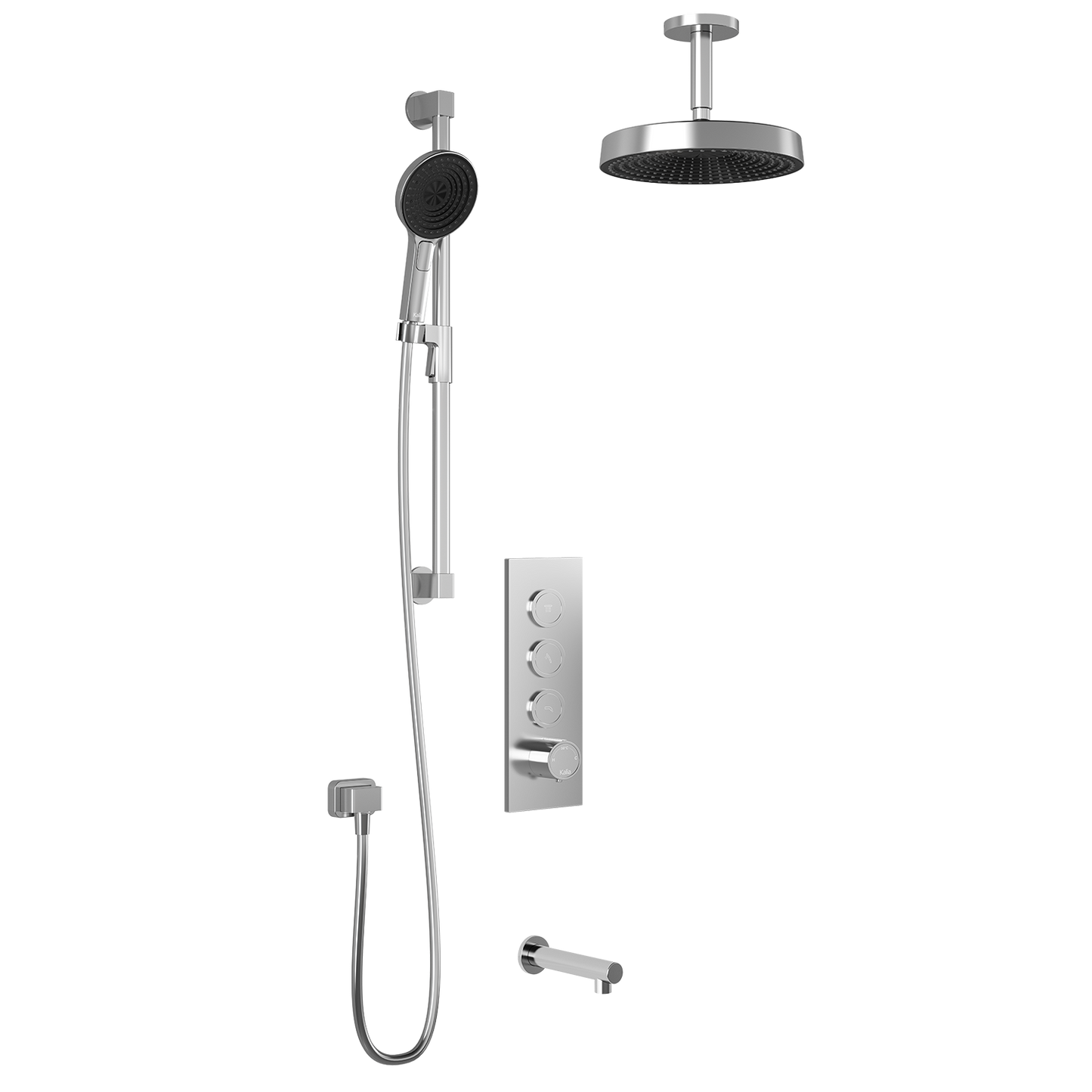 Kalia Premia - RoundOne TB3 Shower system with push-buttons valve - Vertical arm