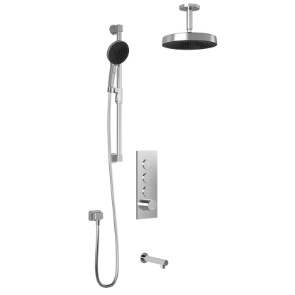 Kalia Premia - RoundOne TB3 Shower system with push-buttons valve - Vertical arm