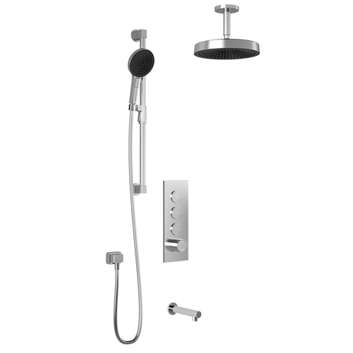 Kalia Premia - RoundOne TB3 Shower system with push-buttons valve - Vertical arm