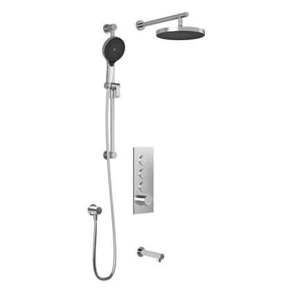 Kalia Plus - RoundOne TB3 Shower system with push-buttons (without valve) - Wall arm