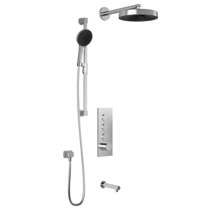 Kalia Premia - RoundOne TB3 Shower system with push-buttons (without valve) - Wall arm