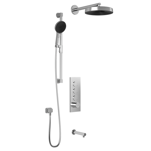 Kalia Premia - RoundOne TB3 Shower system with push-buttons (without valve) - Wall arm