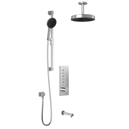 Kalia Premia - RoundOne TB3 Shower system with push-buttons (without valve) - Vertical arm