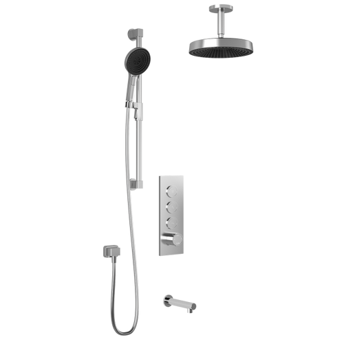Kalia Premia - RoundOne TB3 Shower system with push-buttons (without valve) - Vertical arm