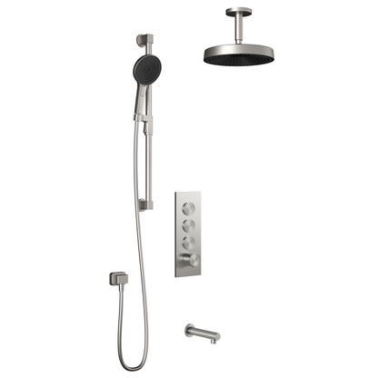 Kalia Premia - RoundOne TB3 Shower system with push-buttons (without valve) - Vertical arm