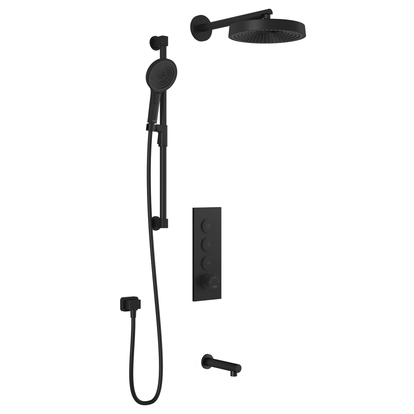 Kalia Premia - RoundOne TB3 Shower system with push-buttons (without valve) - Wall arm
