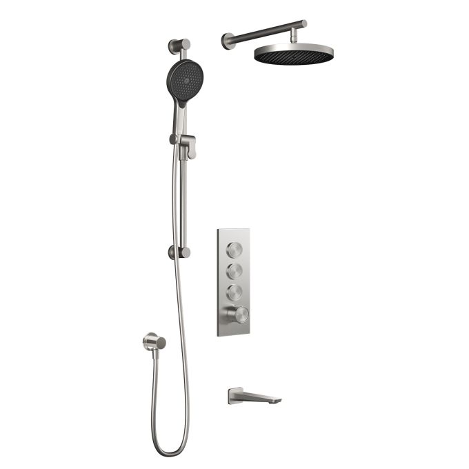Kalia Plus - Moroka TB3 Shower system with push-buttons valve - Wall arm