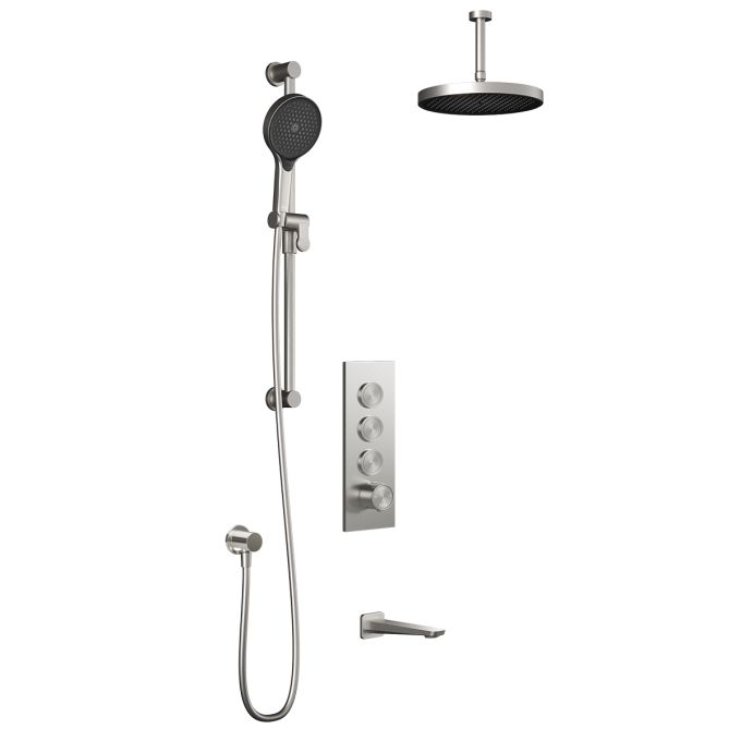 Kalia Plus - Moroka TB3 Shower system with push-buttons valve - Vertical arm